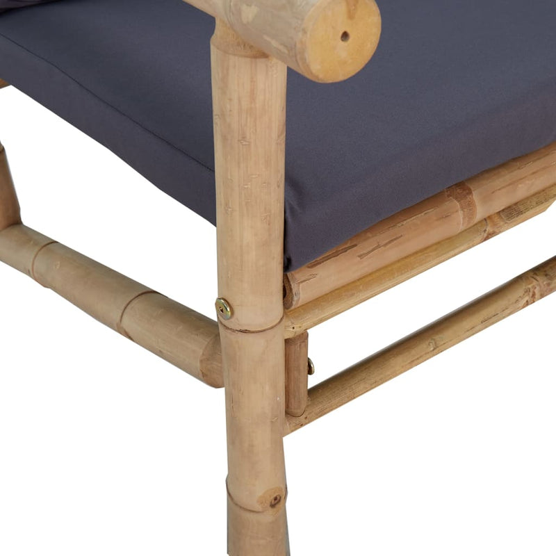 Garden Bench with Dark Grey Cushions Bamboo Payday Deals