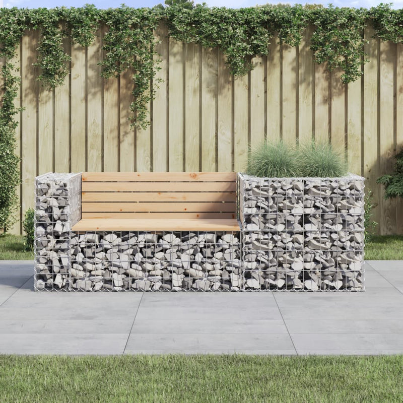 Garden Bench with Gabion Basket Solid Wood Pine Payday Deals