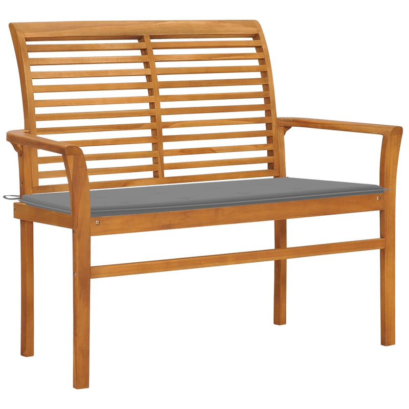 Garden Bench with Grey Cushion 112 cm Solid Teak Wood Payday Deals
