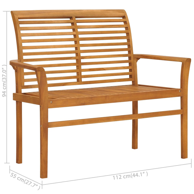 Garden Bench with Grey Cushion 112 cm Solid Teak Wood Payday Deals