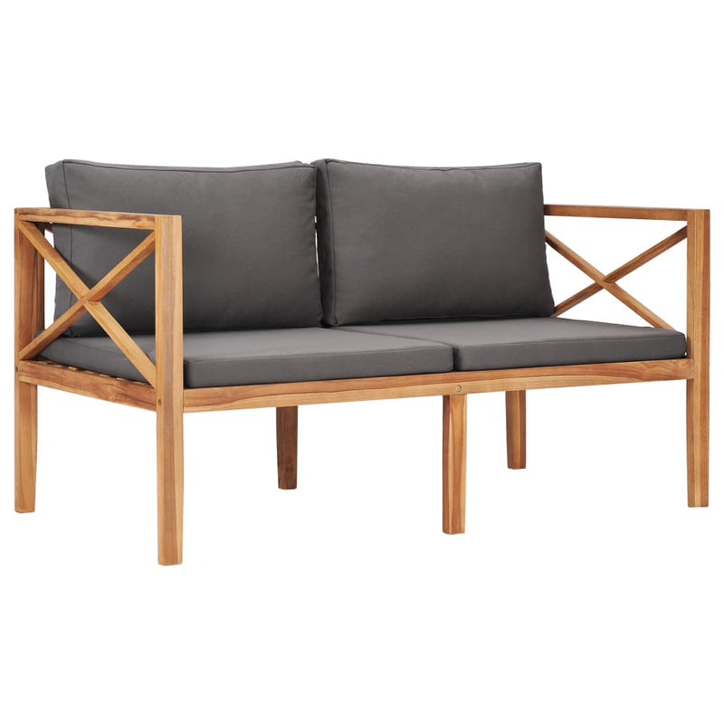 Garden Bench with Grey Cushions Solid Wood Teak Payday Deals