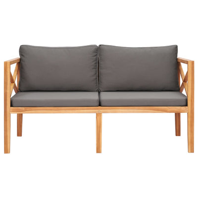 Garden Bench with Grey Cushions Solid Wood Teak Payday Deals