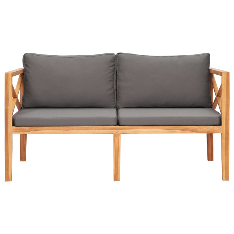Garden Bench with Grey Cushions Solid Wood Teak Payday Deals