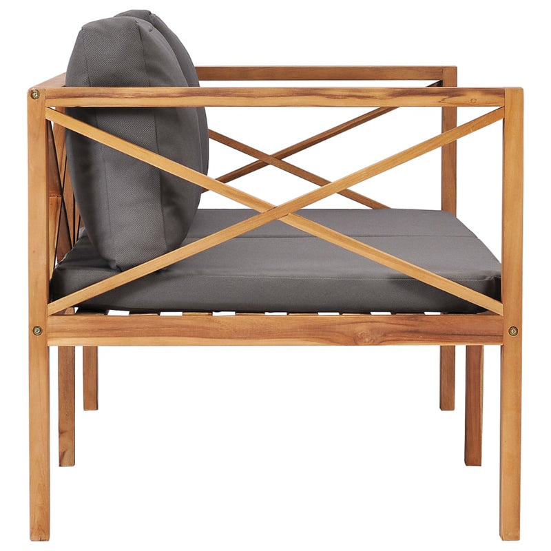 Garden Bench with Grey Cushions Solid Wood Teak Payday Deals