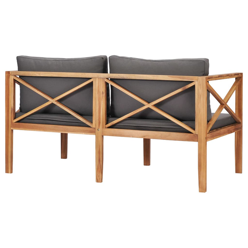 Garden Bench with Grey Cushions Solid Wood Teak Payday Deals