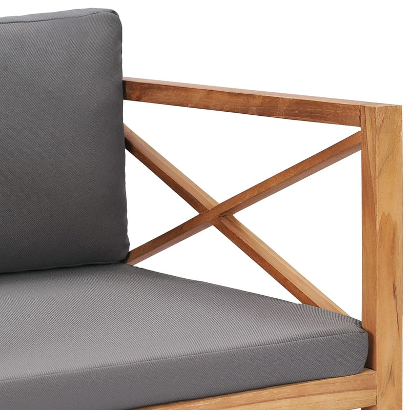 Garden Bench with Grey Cushions Solid Wood Teak Payday Deals