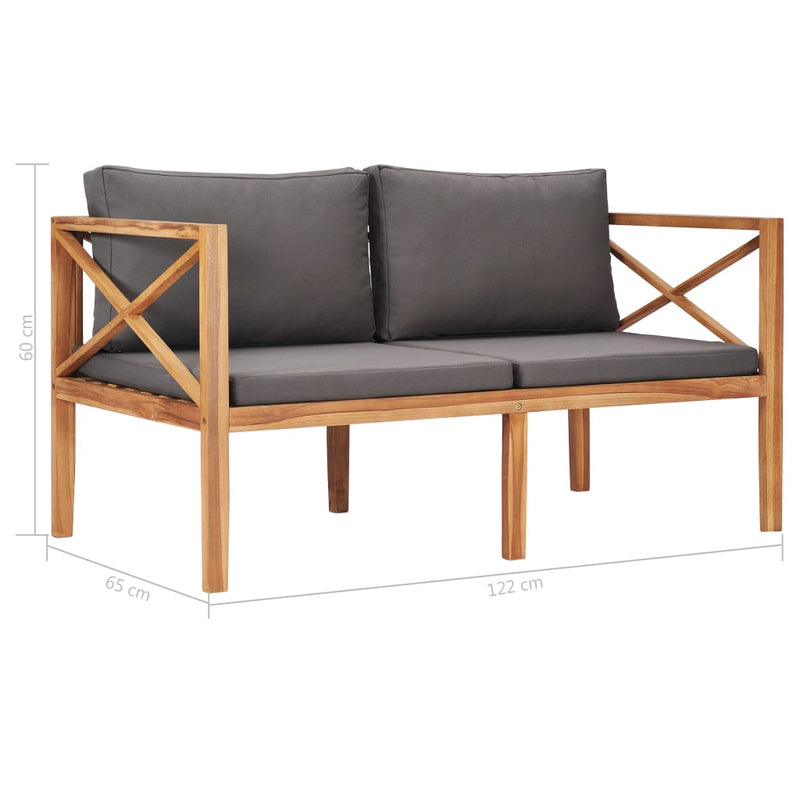 Garden Bench with Grey Cushions Solid Wood Teak Payday Deals