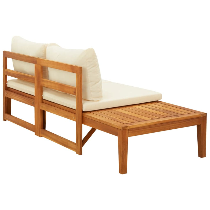 Garden Bench with Table Cream White Cushions Solid Acacia Wood Payday Deals