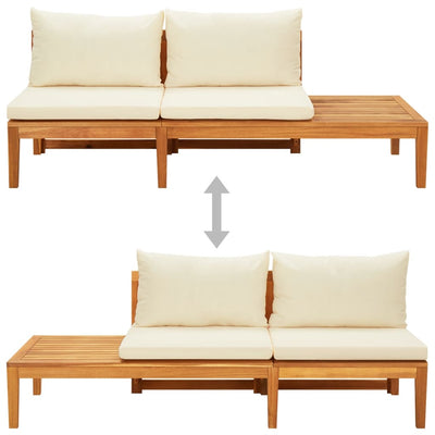 Garden Bench with Table Cream White Cushions Solid Acacia Wood Payday Deals