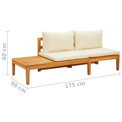 Garden Bench with Table Cream White Cushions Solid Acacia Wood Payday Deals