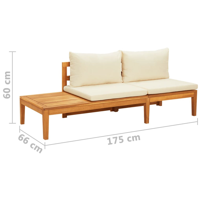 Garden Bench with Table Cream White Cushions Solid Acacia Wood Payday Deals