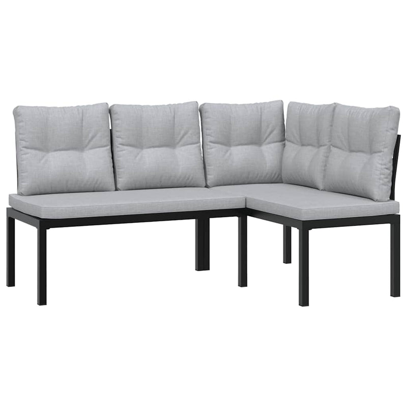 Garden Benches 2 pcs with Cushions Black Powder-coated Steel Payday Deals