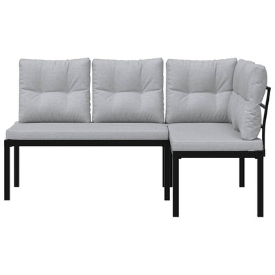 Garden Benches 2 pcs with Cushions Black Powder-coated Steel Payday Deals