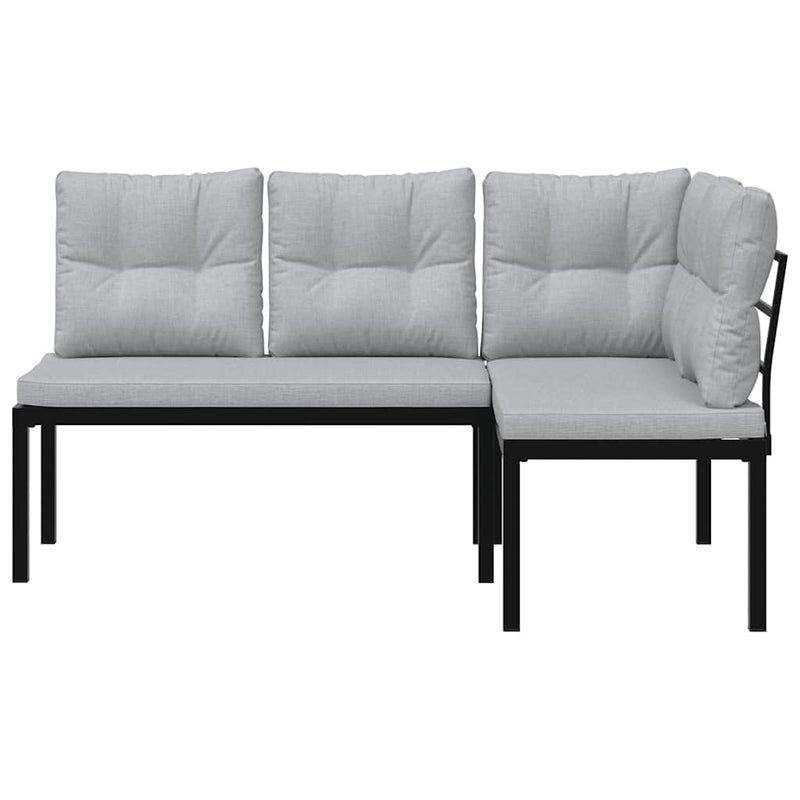 Garden Benches 2 pcs with Cushions Black Powder-coated Steel Payday Deals