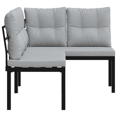 Garden Benches 2 pcs with Cushions Black Powder-coated Steel Payday Deals
