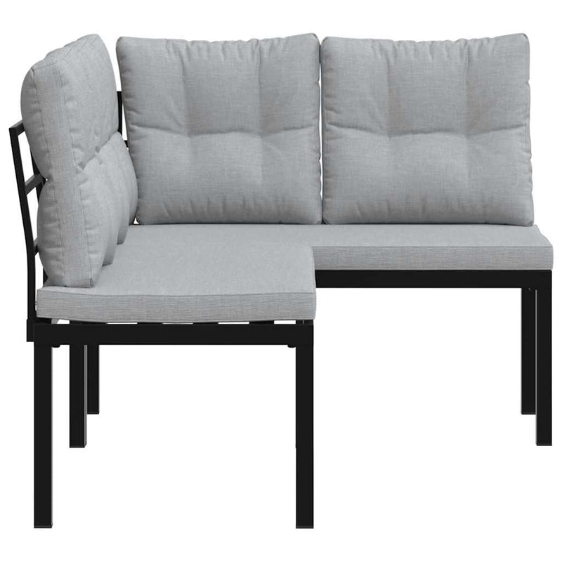 Garden Benches 2 pcs with Cushions Black Powder-coated Steel Payday Deals