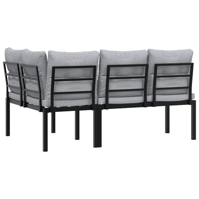 Garden Benches 2 pcs with Cushions Black Powder-coated Steel Payday Deals