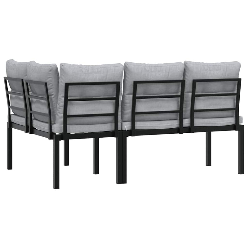 Garden Benches 2 pcs with Cushions Black Powder-coated Steel Payday Deals