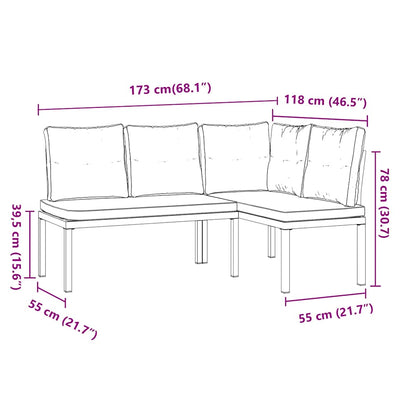 Garden Benches 2 pcs with Cushions Black Powder-coated Steel Payday Deals