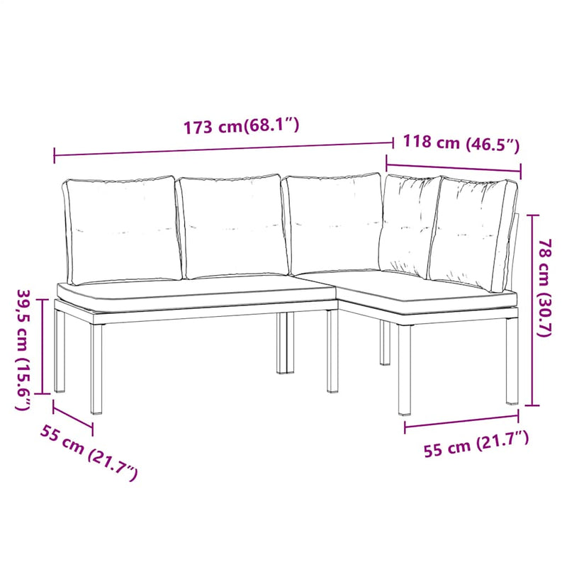 Garden Benches 2 pcs with Cushions Black Powder-coated Steel Payday Deals