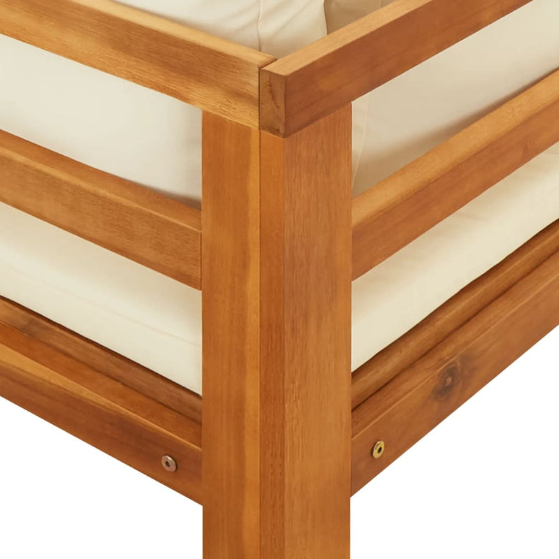 Garden Benches with Cream White Cushions 2 pcs Acacia Wood Payday Deals