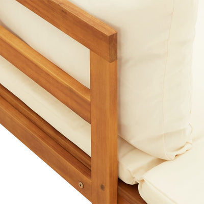 Garden Benches with Cream White Cushions 2 pcs Acacia Wood Payday Deals