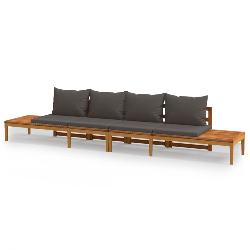 Garden Benches with Dark Grey Cushions 2 pcs Acacia Wood Payday Deals