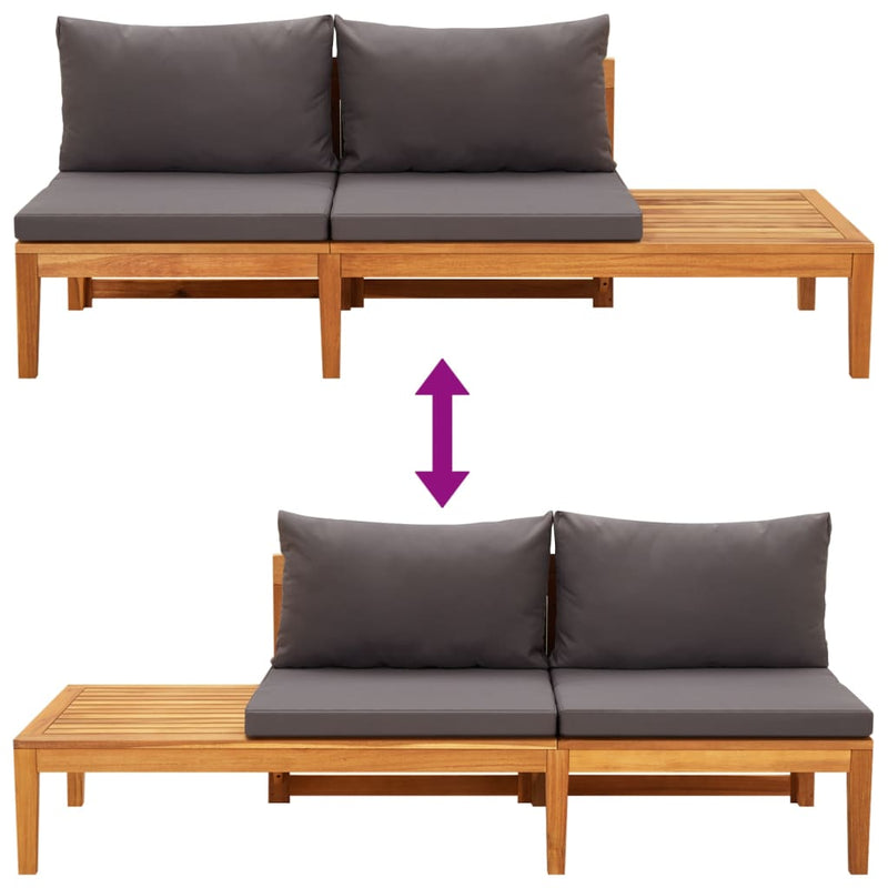 Garden Benches with Dark Grey Cushions 2 pcs Acacia Wood Payday Deals