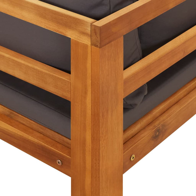 Garden Benches with Dark Grey Cushions 2 pcs Acacia Wood Payday Deals