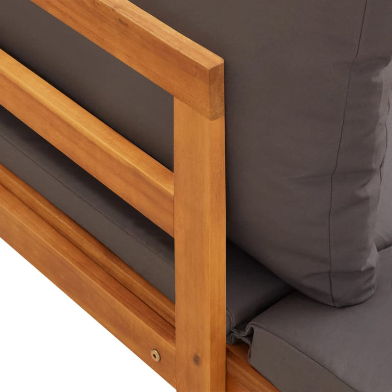 Garden Benches with Dark Grey Cushions 2 pcs Acacia Wood Payday Deals