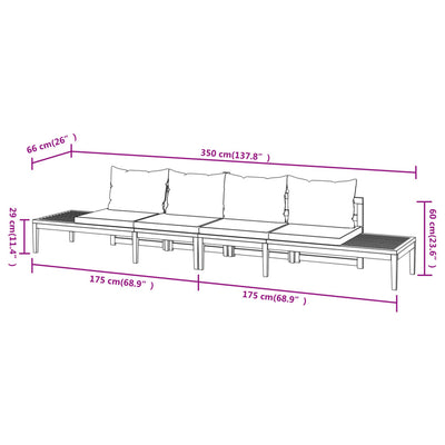Garden Benches with Dark Grey Cushions 2 pcs Acacia Wood Payday Deals