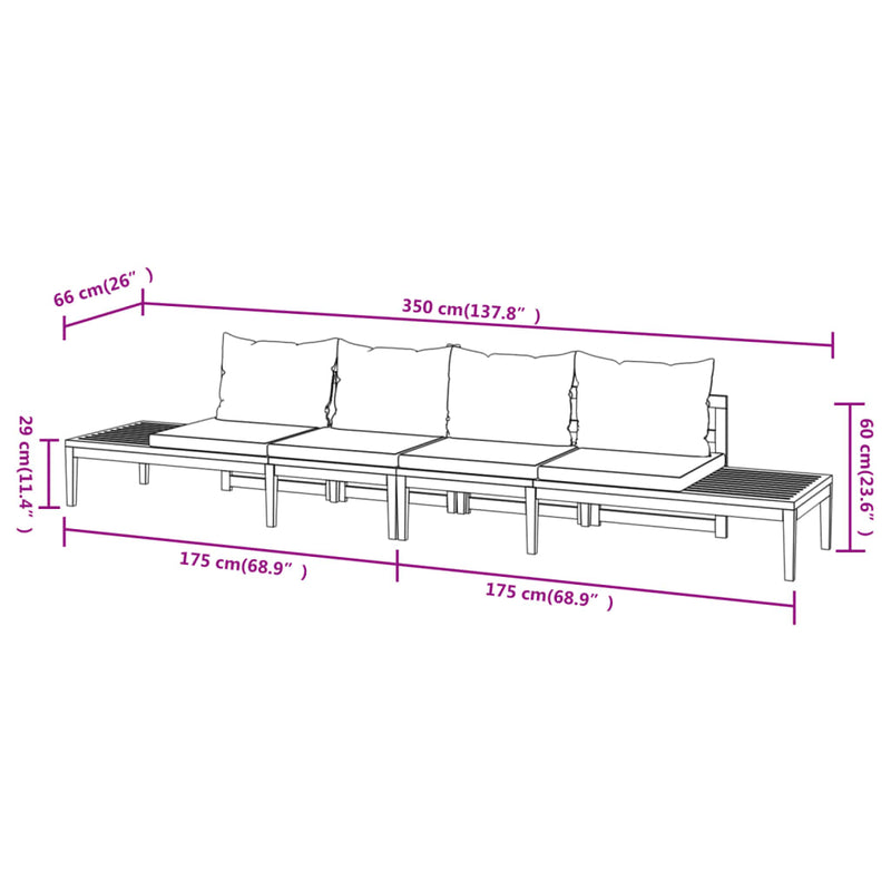 Garden Benches with Dark Grey Cushions 2 pcs Acacia Wood Payday Deals