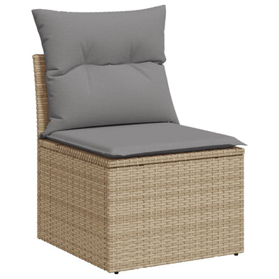 Garden Chair Armless with Cushions Beige Poly Rattan Payday Deals