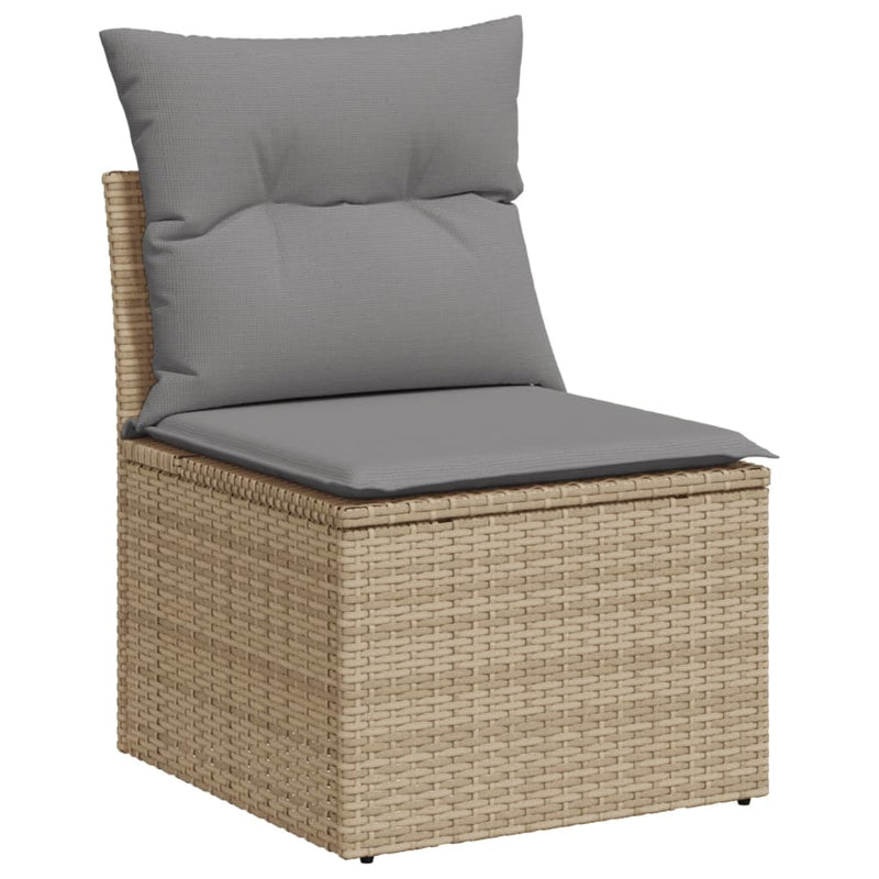 Garden Chair Armless with Cushions Beige Poly Rattan Payday Deals