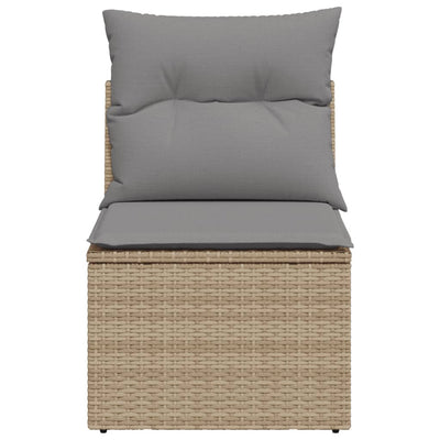 Garden Chair Armless with Cushions Beige Poly Rattan Payday Deals