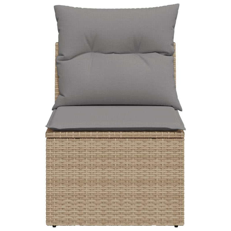 Garden Chair Armless with Cushions Beige Poly Rattan Payday Deals