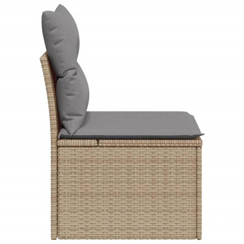 Garden Chair Armless with Cushions Beige Poly Rattan Payday Deals