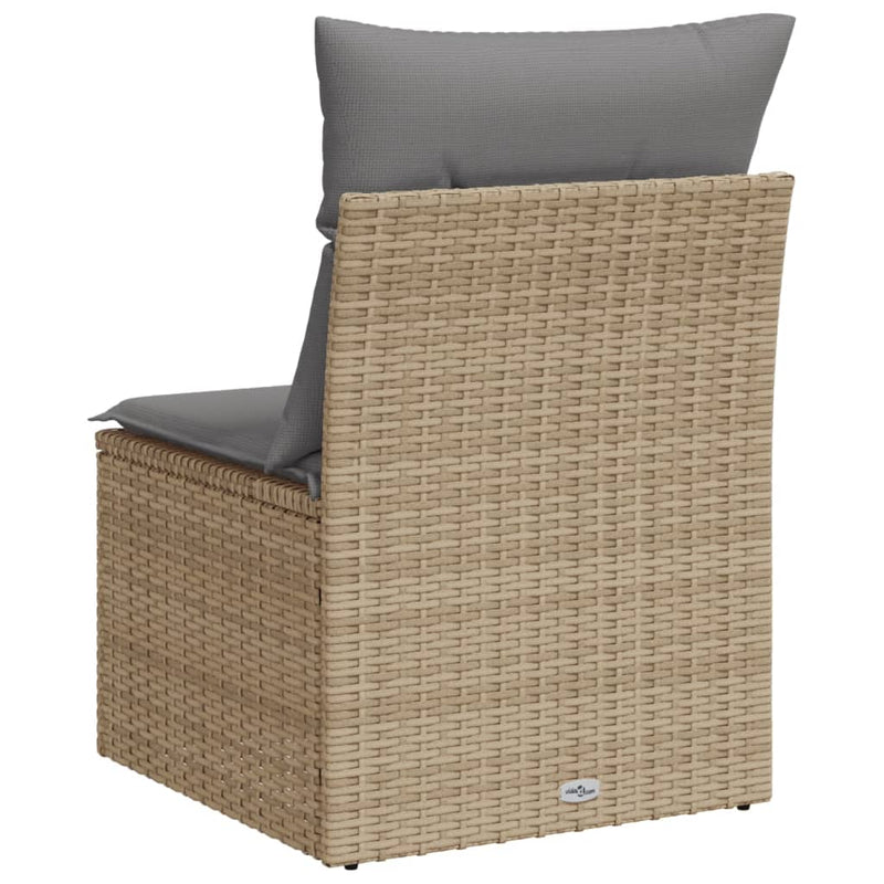 Garden Chair Armless with Cushions Beige Poly Rattan Payday Deals