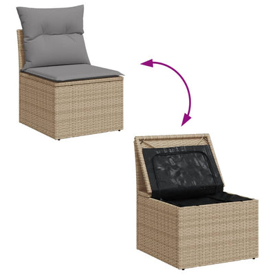 Garden Chair Armless with Cushions Beige Poly Rattan Payday Deals