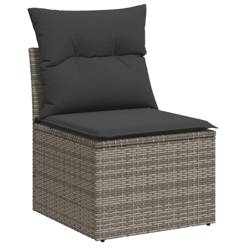 Garden Chair Armless with Cushions Grey Poly Rattan Payday Deals