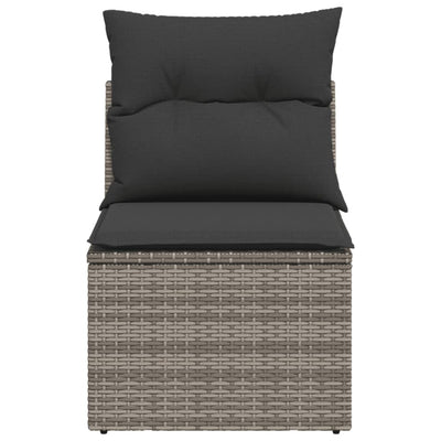 Garden Chair Armless with Cushions Grey Poly Rattan Payday Deals