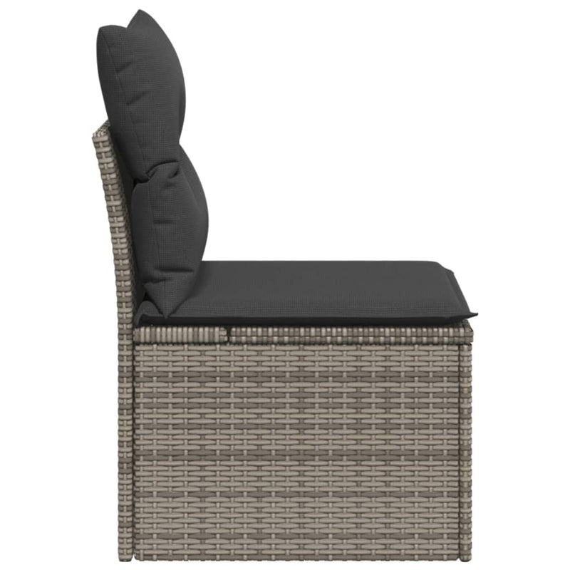 Garden Chair Armless with Cushions Grey Poly Rattan Payday Deals