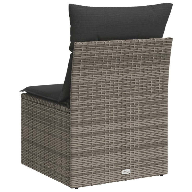 Garden Chair Armless with Cushions Grey Poly Rattan Payday Deals