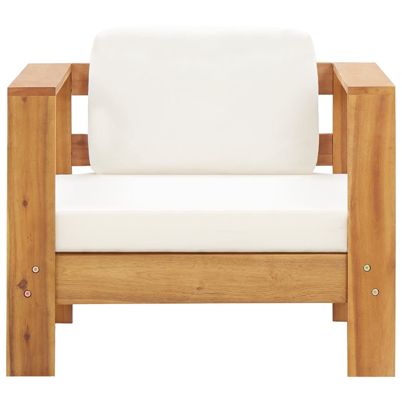 Garden Chair with Cushion Cream Solid Acacia Wood Payday Deals