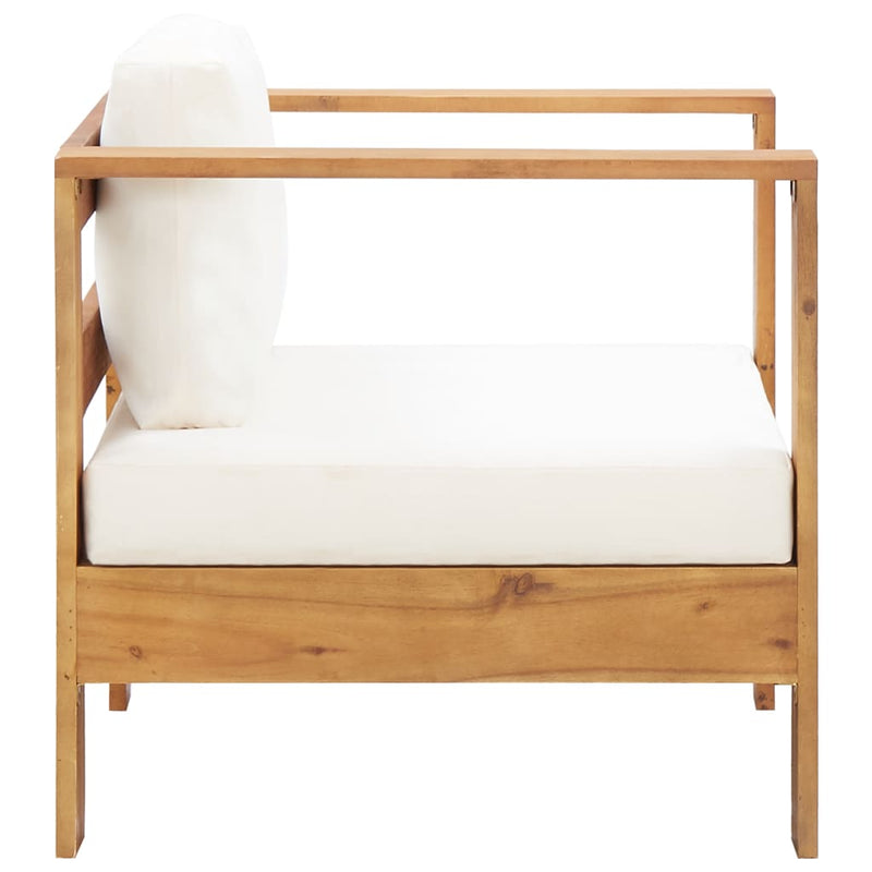Garden Chair with Cushion Cream Solid Acacia Wood Payday Deals