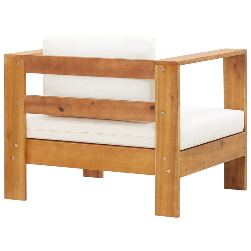 Garden Chair with Cushion Cream Solid Acacia Wood Payday Deals