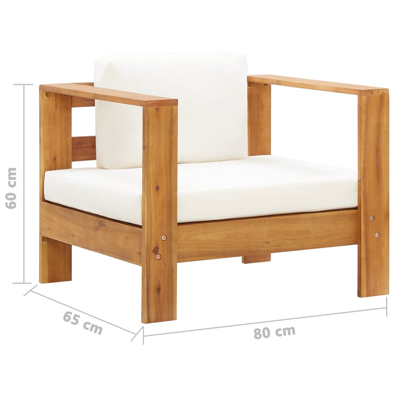 Garden Chair with Cushion Cream Solid Acacia Wood Payday Deals