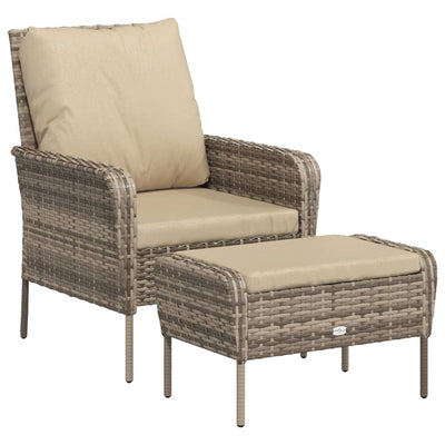 Garden Chair with Footstool Light Brown Poly Rattan Payday Deals