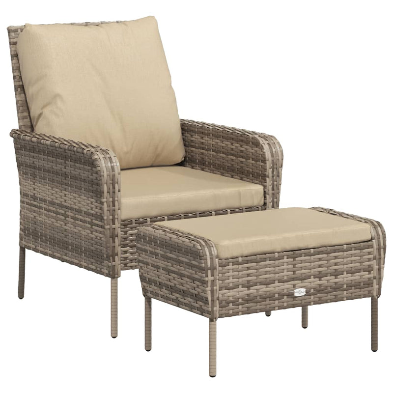 Garden Chair with Footstool Light Brown Poly Rattan Payday Deals