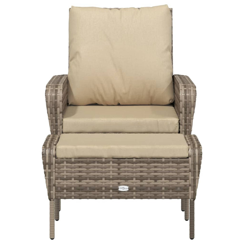 Garden Chair with Footstool Light Brown Poly Rattan Payday Deals